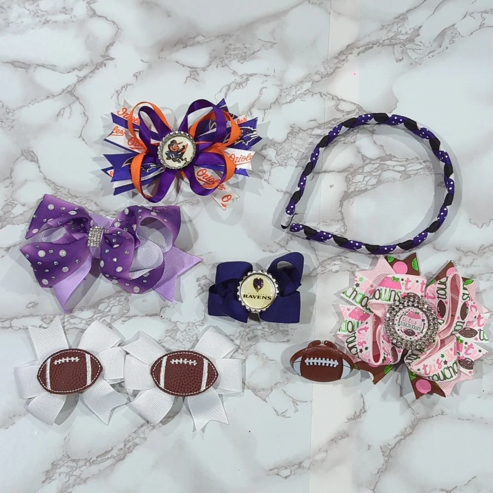 Baltimore Orioles Ravens Boutique Bow Collection with football ring